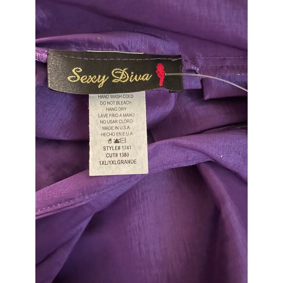 Sexy Diva Deep Purple Box Pleat Midi Skirt 1X – Silk Shantung Look - Picture 5 of 6
